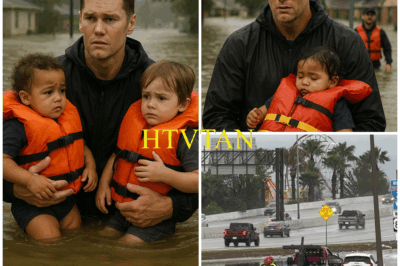UNSEEN HEROISM: TOM BRADY EMERGES IN FLOOD-RAVAGED TEXAS LIKE A GHOST OF HOPE—NO CAMERAS, NO AGENTS, JUST A MAN CARRYING NOODLES AND TEARS THROUGH THE WATERS!  In a shocking turn of events that has left the world reeling, football legend Tom Brady showed up in the flooded disaster zone of Texas, not as a superstar, but as a silent savior—carrying rice bags, guiding lost dogs, and lifting grandmas to safety. With no cameras, no brand partnerships, and no fanfare, Brady was seen waist-deep in the murky waters, fully immersed in the chaos, working tirelessly without a single word of recognition.  But the moment that broke the internet? Brady, without hesitation, knelt down in the muddy floodwaters, took off his brand-new sneakers, and slipped them onto the feet of a little boy who had lost everything—his home, his family, his future. The boy’s eyes, full of silent gratitude, were all Brady needed to see. No speeches. No hashtags. Just one trembling hand holding another.  Social media exploded. “Is this a Nike ad or divine intervention?” Some are calling for a statue in his honor. Others insist it’s too perfect to be real—could it be AI-generated? Regardless, millions of people around the world were left crying, whispering, “Brady’s not playing the Super Bowl anymore. He’s playing humanity.”  The question on everyone’s mind: What moved Brady to act with such unbelievable selflessness? What happened that turned this iconic athlete into a savior in the storm? And what’s next for Brady, now that the world has seen his true heart?