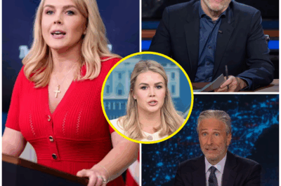 “SHE DIDN’T SEE THAT COMING!” – Jon Stewart DESTROYS Karoline Leavitt On Air With One Cold Joke That Shakes the White House.  Jon Stewart didn’t shout or mock. Instead, he let Karoline Leavitt’s own words speak for themselves—then dismantled them with icy precision.  In just nine minutes, Stewart didn’t just fact-check; he soul-checked. With calm, calculated humor, he tore through the chaos, the deflections, and the smugness, leaving Leavitt speechless.  His sharp wit exposed the truth in a way no shouting could. It wasn’t just comedy—it was a moment of pure resistance.  The White House didn’t see it coming. But now, everyone’s talking.