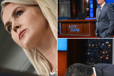 “KAROLINE LEAVITT AND STEPHEN COLBERT GET SCREAMED AT LIVE—‘YOU’RE A JOKE!’ THE CHAOTIC MOMENT THAT ENDED THE LATE SHOW WITH STEPHEN COLBERT!”  In an explosive and unexpected turn of events, Karoline Leavitt and Stephen Colbert found themselves at the center of a heated confrontation that left the studio in chaos. During a live broadcast, Leavitt erupted, shouting “You’re a joke!” at Colbert in a fiery outburst that stunned both the audience and the crew. The tension was palpable as the late-night host struggled to regain control, but it quickly became clear that the situation was spiraling out of hand.  The heated exchange didn’t end there—what followed was a bombshell announcement: The Late Show with Stephen Colbert was officially canceled. Fans and critics alike were left shocked, trying to piece together what led to this explosive fallout. Was this clash scripted, or did it expose deeper tensions behind the scenes?  The chaos surrounding Colbert’s sudden dismissal has raised countless questions about the future of late-night television. What triggered the fiery moment between Leavitt and Colbert, and how did it lead to the abrupt end of his iconic show? The full, jaw-dropping details are unfolding now—don’t miss out on the full story below 👇
