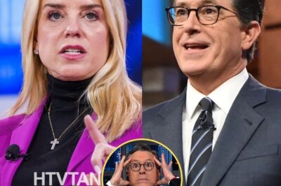 COLBERT VS. BONDI: THE TV SHOWDOWN THAT SHUT DOWN THE STUDIO—PAM BONDI FIRES BACK WITH UNFORGETTABLE LINES! 🔥🎤 #ColbertVsBondi In an unforgettable moment, Pam Bondi turned the tables on Stephen Colbert in just 13 seconds. When Colbert tried to roast her, Bondi shot back with: “You pretend to be a comedian, but all you do is recycle White House press briefings with a punchline.” The moment stunned the entire studio and divided the audience, as Bondi finished with a knockout line: “I shoot back.” Curious about the full details of this explosive moment on live TV? Click below to see how Pam Bondi took control of the situation and stunned Colbert! 👇👇