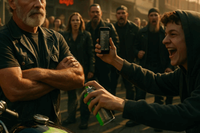 (CH1) A kid—camera phone in one hand, can of spray paint in the other—walked straight up to my Harley while shouting to his livestream audience.