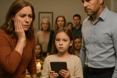 My husband slapped me in front of his entire family on Thanksgiving… but then my daughter Emma stepped forward with her tablet and said five words that silenced the whole room and made my husband’s face go white with terror….