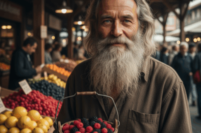 CH1 The major in a car kicked a bucket of berries being sold by a gray-haired man by the highway.