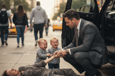 ch1💔 A Homeless Woman Collapsed Beside the Road with Her Twins — But What a Passing Billionaire Did Next Changed Everything.