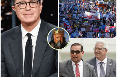 “KING NOT A KING STRIKES AGAIN.” — COLBERT MOCKS TRUMP’S ROYAL DECREE TO FREE GEORGE SANTOS, CALLS IT ‘ABSURD’ AND ‘INEVITABLE’ 👑💩  Trump dropped a fake AI video of himself bombing protestors, then dropped a real commutation for convicted fraudster George Santos — and Colbert was ready. In a savage monologue, he roasted both moves, calling Santos “just the latest pile of crap Trump is dropping on New York.” From mocking the shady pardon announcement on Truth Social to reminding viewers that Santos admitted to stealing from donors and his own family, Colbert made it clear: this is no longer politics… this is parody.👇