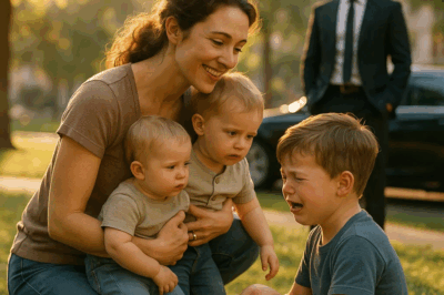 ch1 A humble mother comforted a crying boy while holding her own son — unaware that the child’s millionaire father was watching every moment.