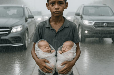 Billionaire Lady Sees A Boy Begging In The Rain With Twin Babies, What She Discovered Made Her Cry