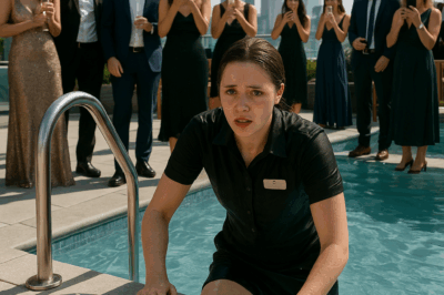 A poor waitress was pushed into the pool while everyone laughed at her — then a millionaire walked in and did something that left everyone speechless…..