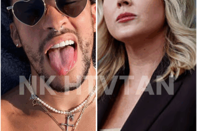 BAD BUNNY SPOKE JUST 12 WORDS — AND SHUT DOWN KAROLINE LEAVITT IN FRONT OF MILLIONS 📺💥 The segment was supposed to humiliate him. Karoline Leavitt came in loud, armed with insults, and ready to dominate the moment. But Bad Bunny didn’t play along — he waited. Then, standing tall without a mic, he dropped a single line that left the room frozen and the audience breathless. No rebuttal. No drama. Just silence. The kind that lingers. 👇 What did he say — and why is the internet calling it the most iconic takedown in live TV history?