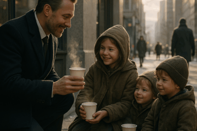 A homeless little girl was reported to the police by a store manager for stealing a box of milk for her two younger siblings, who were crying weakly from hunger — suddenly, a millionaire who witnessed the scene stepped forward…