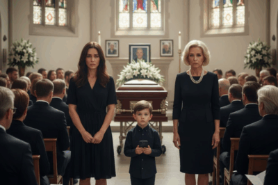 At my husband’s funeral, his mother sneered, “At least he died before enduring any more of her shame.” The relatives murmured their agreement. Then my 8-year-old son stood up, clutching his father’s phone. “Grandma,” he said calmly, “should I show everyone what Dad recorded about you last week?” Her face instantly drained of color.