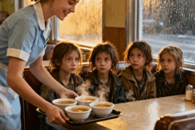 For nearly a decade, a small-town waitress quietly paid for the meals of four orphaned girls — never asking for anything in return. But one snowy evening, twelve years later, a black SUV rolled up to her door…