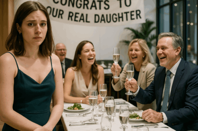 “Congrats to Our Real Daughter!” — My Family’s Cruel Joke Turned Into the Sweetest Revenge When a Waiter Handed Me an Envelope That Changed Everything