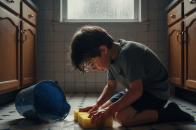 He came home early with cookies and cocoa. Instead of his son’s laughter, he heard scrubbing — and a child whispering: “Please, I’m tired.”