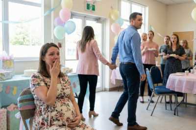 At my baby shower, my husband whispered, “The baby isn’t mine,” then walked out holding my cousin’s hand. I was eight months pregnant—stunned. But nine months later, everything flipped.