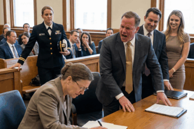 My dad yelled in court that my mom would get nothing. She trembled as she signed. I removed my navy cap and asked the judge to open my envelope. He laughed out loud — and my dad turned ghost-white.