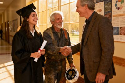 My stepfather was a construction worker for 25 years and raised me to get my Doctor of Philosophy. Then the teacher was stunned to see him at the graduation ceremony.