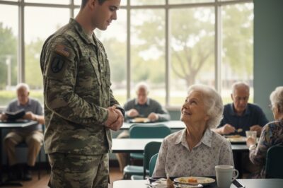 The 90-year-old widow ate lunch at her late husband’s table every day, alone. Until a 22-year-old soldier asked if he could join them…